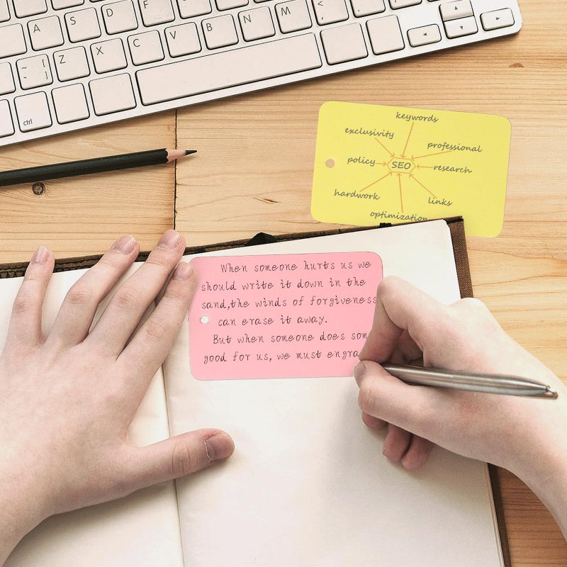 Goefun 300Pcs Colored Index Cards with Ring, Goefun Blank Flashcards, 6 Color 2.2x3.5 Notecards for Studying, Vocabulary Cards, Memos, Bookmark, Greetings - Image 5