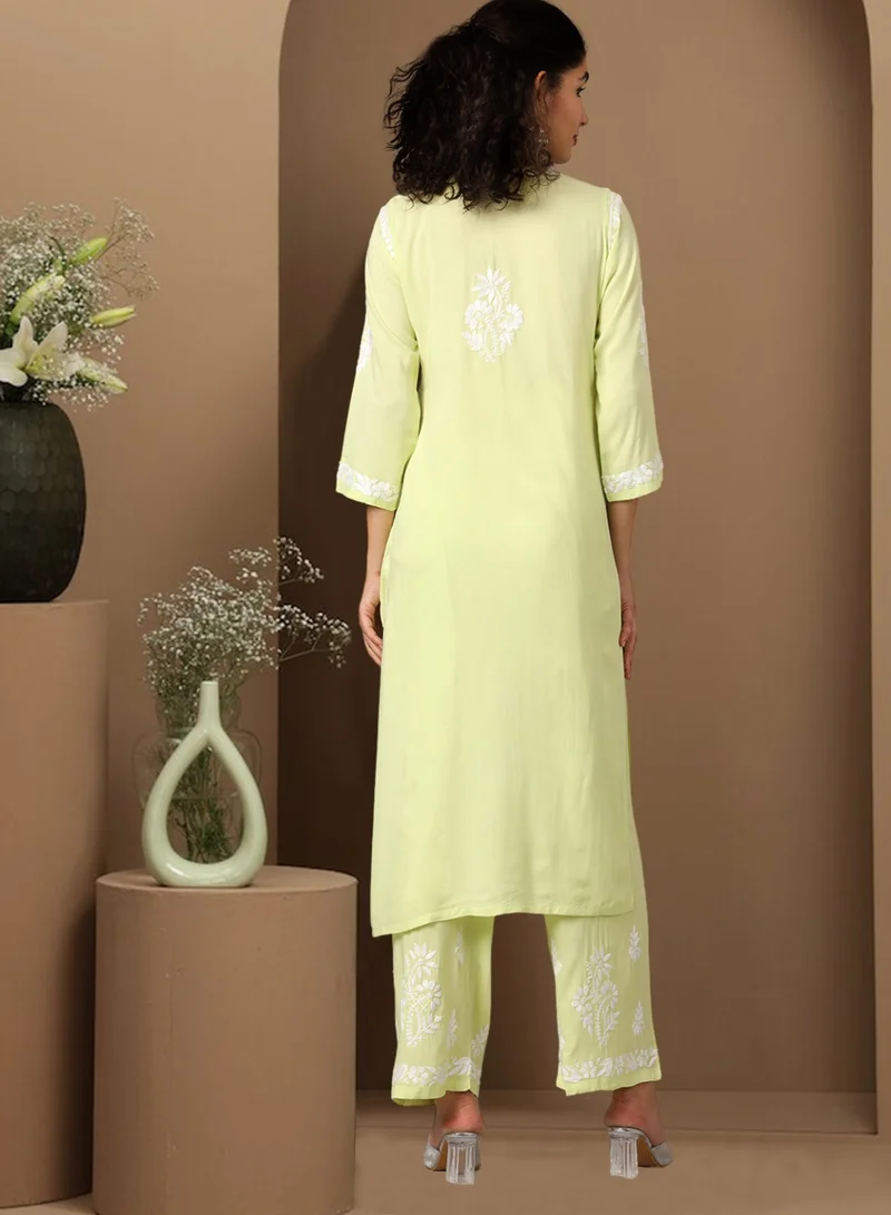 Alaya Women Hand Embroidered Chikankari Modal Kurta Set-AL3600KS