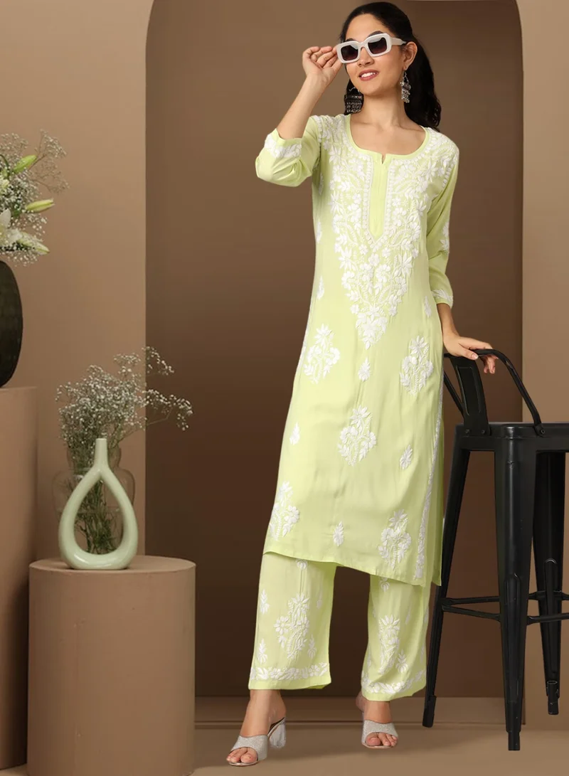 Alaya Women Hand Embroidered Chikankari Modal Kurta Set-AL3600KS