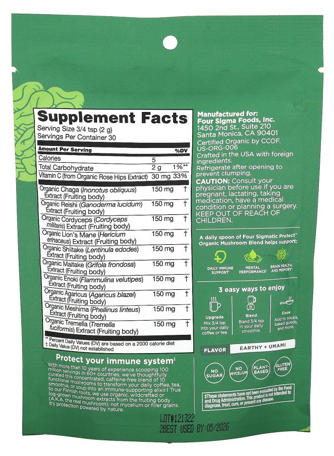 Four Sigmatic Protect Organic Mushroom Blend 2.12 oz (60 g) - Image 2