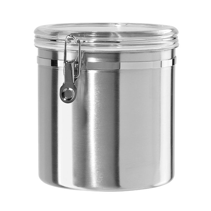 STAINLESS STEEL KITCHEN CANISTER 152 FL OZ AIRTIGHT CLAMP LID CLEAR SEETHRU TOP IDEAL FOR KITCHEN STORAGE FOOD STORAGE PANTRY STORAGE JUMBO SIZE 8 X 8