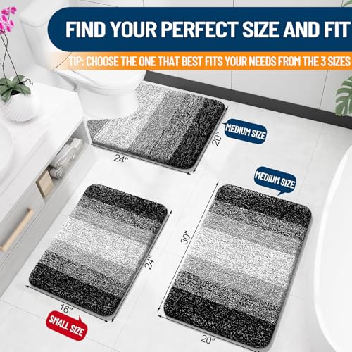 OLANLY Bathroom Rugs Mat 30x20, Extra Soft Absorbent Microfiber Bath Rugs, Rubber Backing, Quick Dry, Machine Washable Bath Mats for Bathroom Floor, Tub and Shower, Home Decor Accessories, Black - Image 2