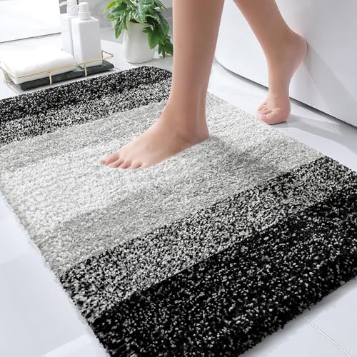 OLANLY Bathroom Rugs Mat 30x20, Extra Soft Absorbent Microfiber Bath Rugs, Rubber Backing, Quick Dry, Machine Washable Bath Mats for Bathroom Floor, Tub and Shower, Home Decor Accessories, Black - Image 1
