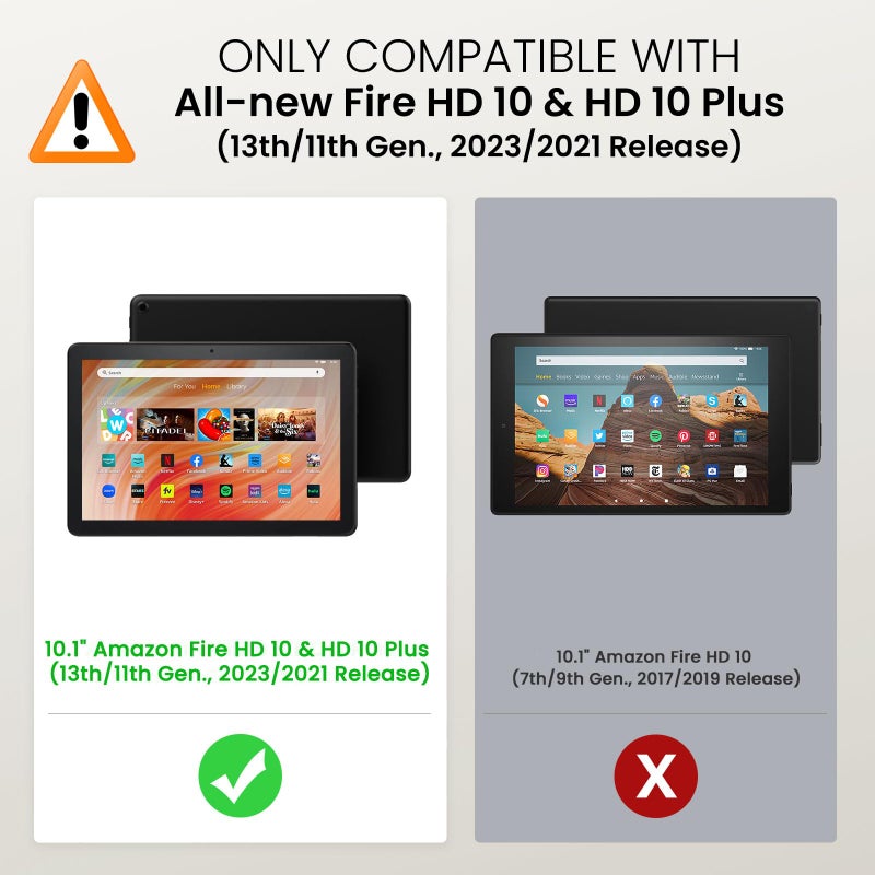 MoKo Case Fits All-New Kindle Fire HD 10 & 10 Plus Tablet (13th/11th Generation, 2023/2021 Release) 10.1" - Slim Folding Stand Cover with Auto Wake/Sleep, Black & White Magnolia - Image 2