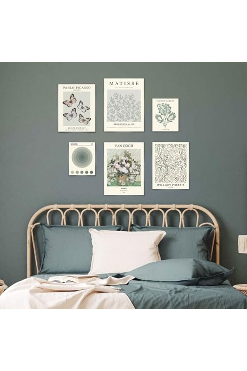 Howwii Sage Green Wall Art Prints, Abstract Matisse Wall Art for Room Decor Aesthetic, Vintage Posters for Bedroom Wall Decor, Botanical Retro Wall Art Decor, Unframed, 6 PCS - Image 3