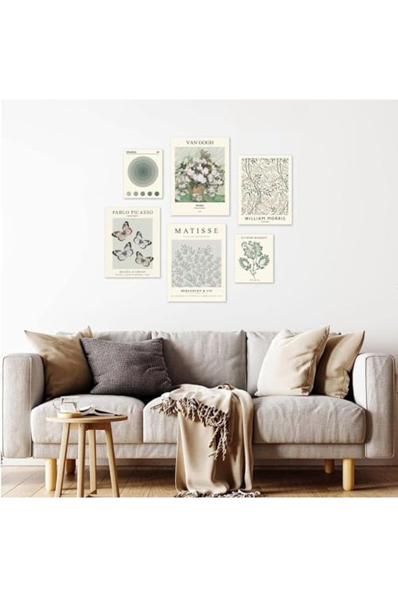 Howwii Sage Green Wall Art Prints, Abstract Matisse Wall Art for Room Decor Aesthetic, Vintage Posters for Bedroom Wall Decor, Botanical Retro Wall Art Decor, Unframed, 6 PCS - Image 4