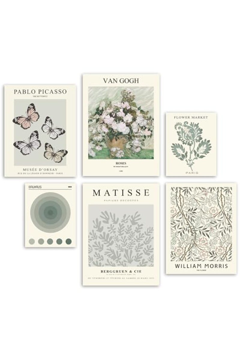 Howwii Sage Green Wall Art Prints, Abstract Matisse Wall Art for Room Decor Aesthetic, Vintage Posters for Bedroom Wall Decor, Botanical Retro Wall Art Decor, Unframed, 6 PCS - Image 2