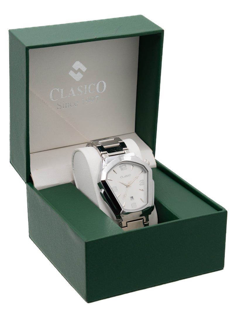 Clasico ⌚ Men’s 40mm Premium Stainless Steel Watch – Quartz Movement Analog Wrist Watch for Men | Luxury Silver Finish | Date Display | Durable Steel Strap - Image 5