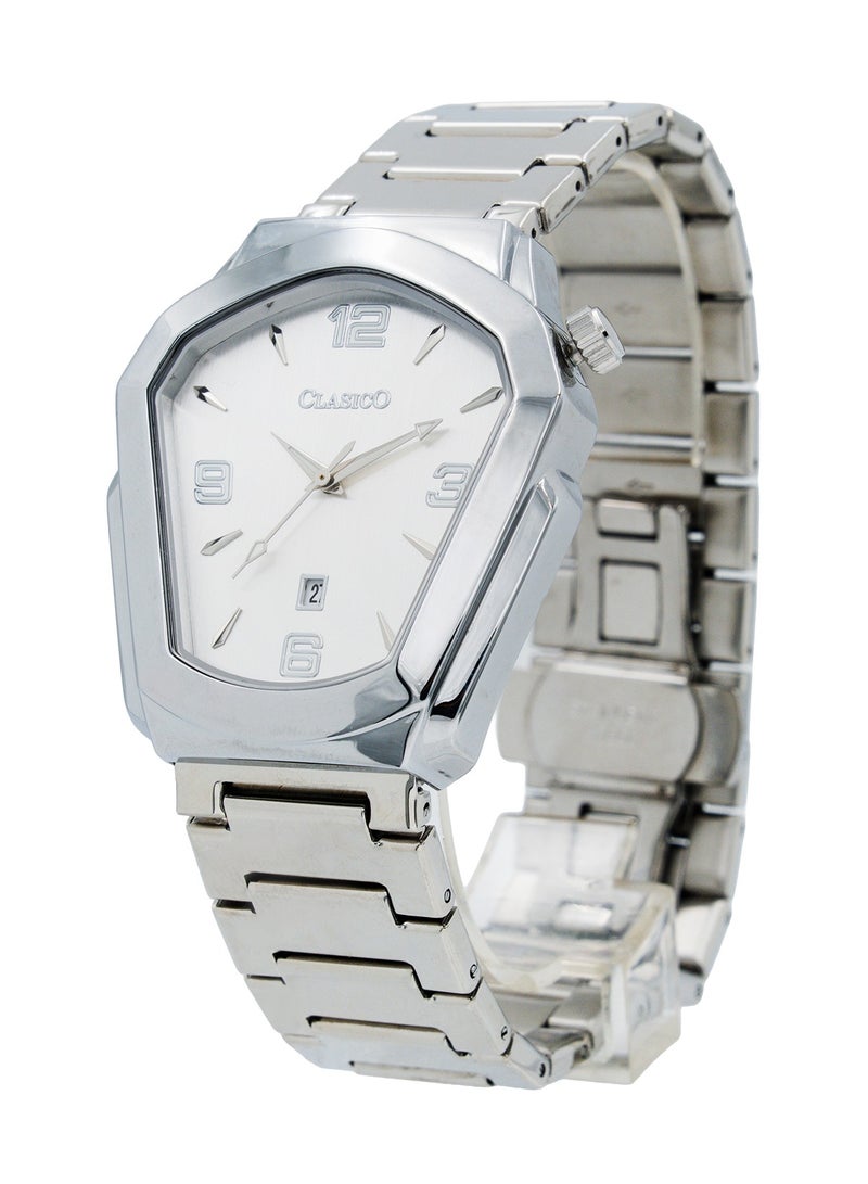Clasico ⌚ Men’s 40mm Premium Stainless Steel Watch – Quartz Movement Analog Wrist Watch for Men | Luxury Silver Finish | Date Display | Durable Steel Strap - Image 2