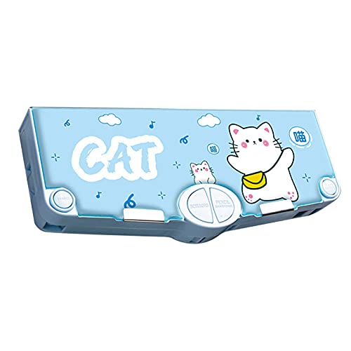 Minache Multifunction Pencil Case, Pencil Box with 2 Compartments for Students - Cartoon Pattern Stationery Set with Pop Out Scissors and Pencil Sharpener - Image 5