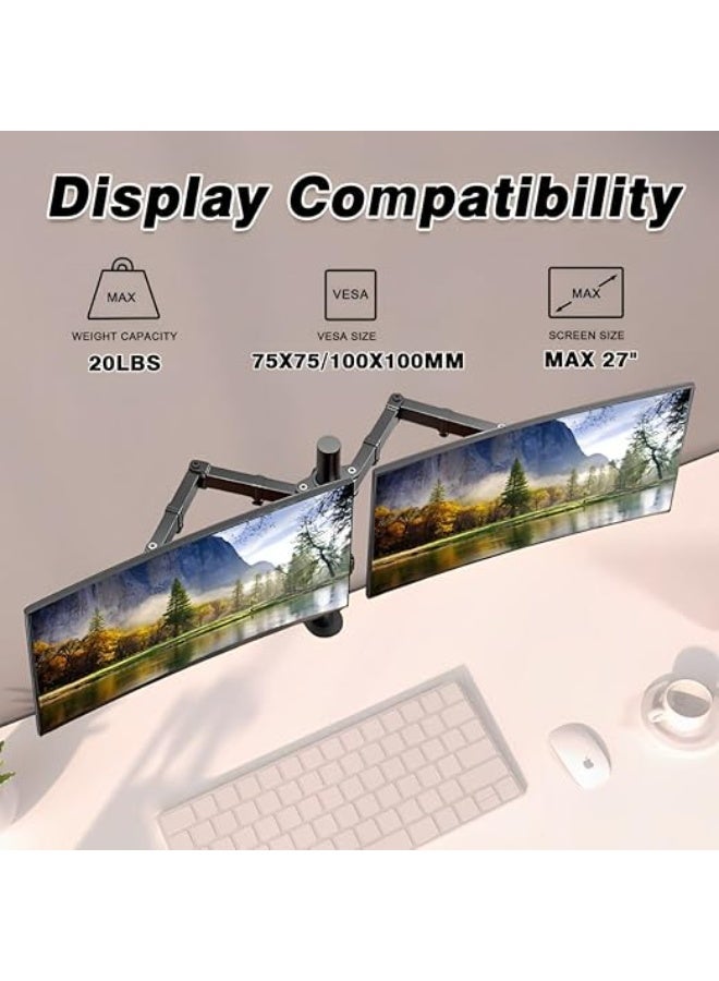 Dual Monitor Desk Mount - Sturdy Adjustable Arm for Two Monitors Up to 27" - Functional and Space Saving - Image 4