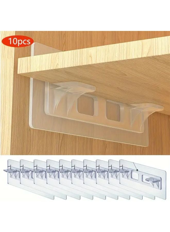 10pcs Transparent Acrylic Shelf Brackets No Drilling Required For Kitchen Cabinets Bookshelves - Image 1