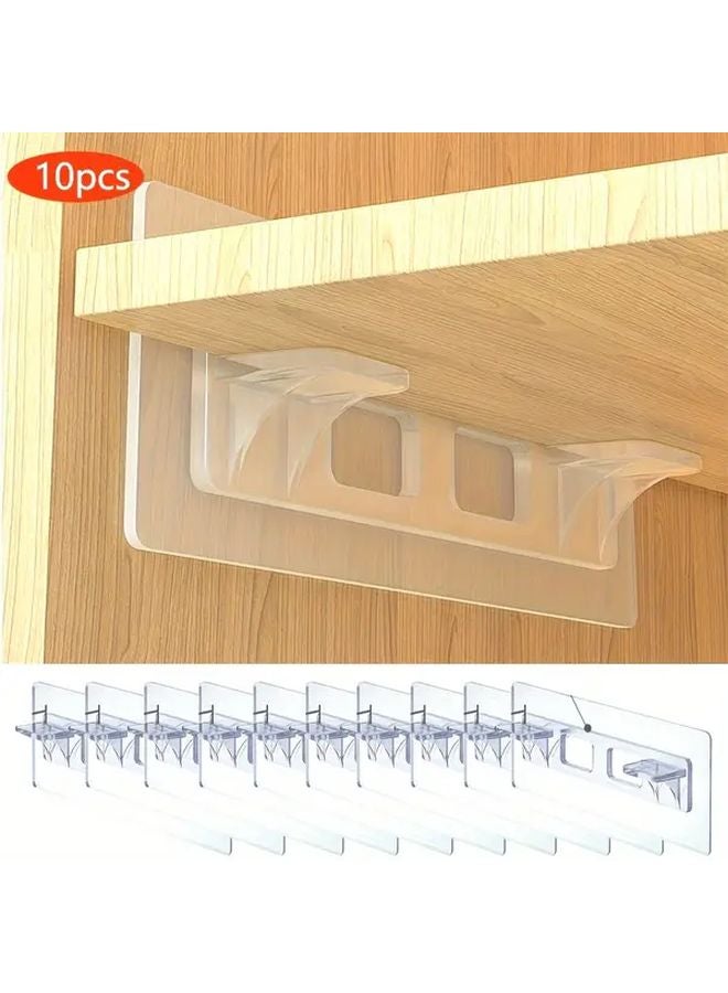10pcs Transparent Acrylic Shelf Brackets No Drilling Required For Kitchen Cabinets Bookshelves - Image 2