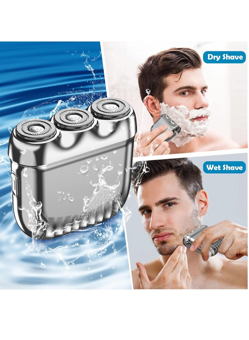 عام ماكينة حلاقة صغيرة محمولة للسفر للرجال، حجم الجيب صغير USB نوع C ماكينة حلاقة كهربائية رطبة وجافة، حلاقة احترافية قابلة للغسل في الوجه، ماكينة حلاقة مضغوطة مقاومة للماء قابلة لإعادة الشحن للرجال - Image 2