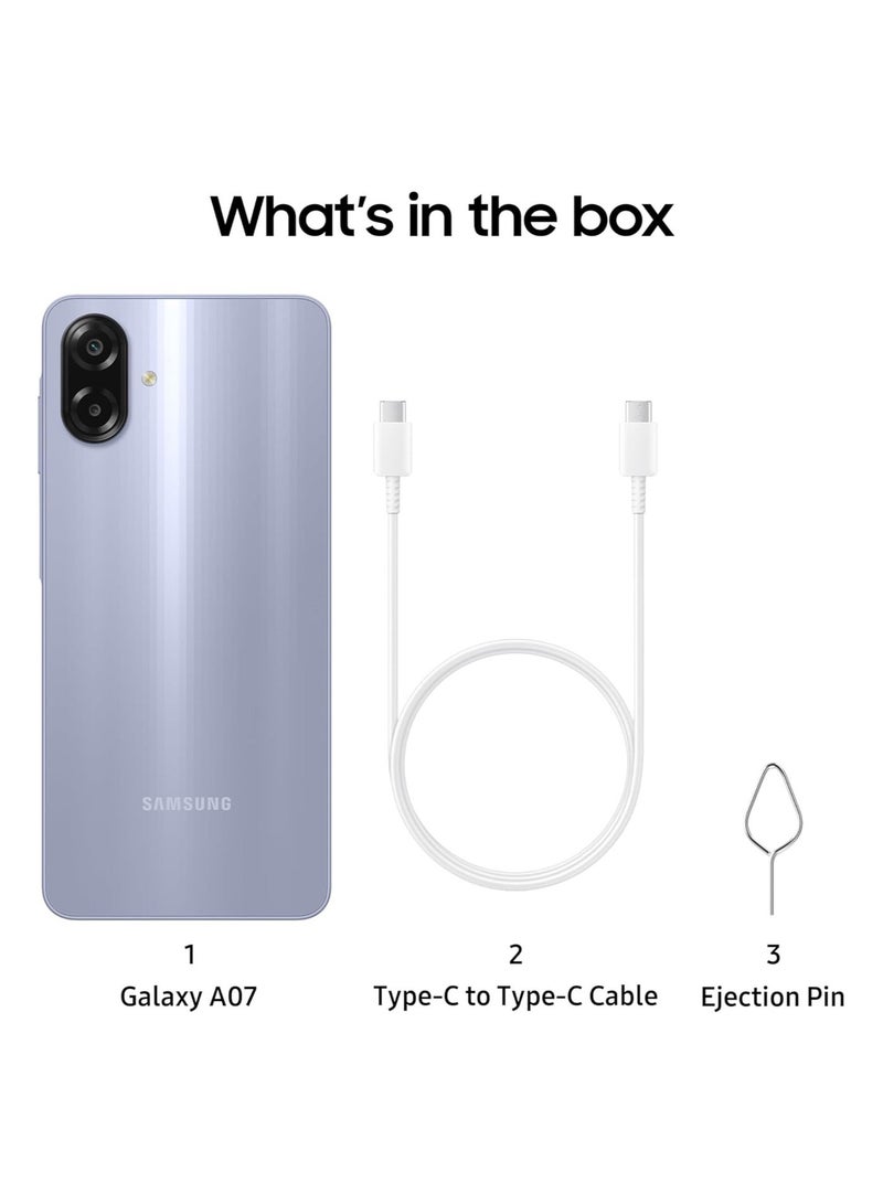 Samsung Galaxy A07 LTE(Light Violet), 6.7-Inch HD+ Display, 4GB RAM, 64GB Storage, 90Hz Refresh Rate, 50MP Dual Camera, MediaTek Helio G99 - Image 4
