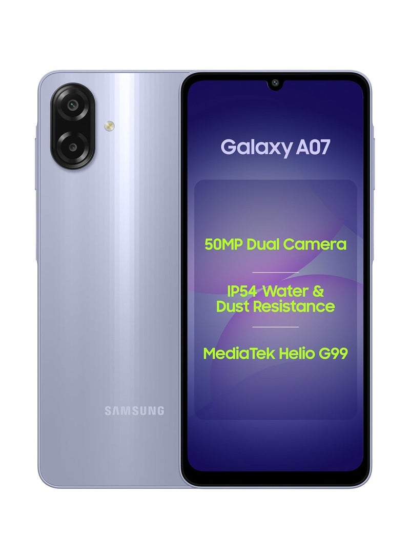 Samsung Galaxy A07 LTE(Light Violet), 6.7-Inch HD+ Display, 4GB RAM, 64GB Storage, 90Hz Refresh Rate, 50MP Dual Camera, MediaTek Helio G99 - Image 1