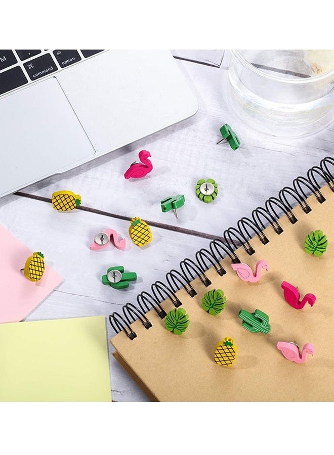 60 قطعة دبابيس زخرفية دبابيس دفع لطيفة فلامنغو أناناس صبار ورقة نخيل دبابيس دفع دبابيس لطيفة للمكتب صور زخرفية خرائط الحائط المنزلية لوحة الإعلانات ألواح الفلين مستلزمات الحفلات، متعددة الألوان - Image 4