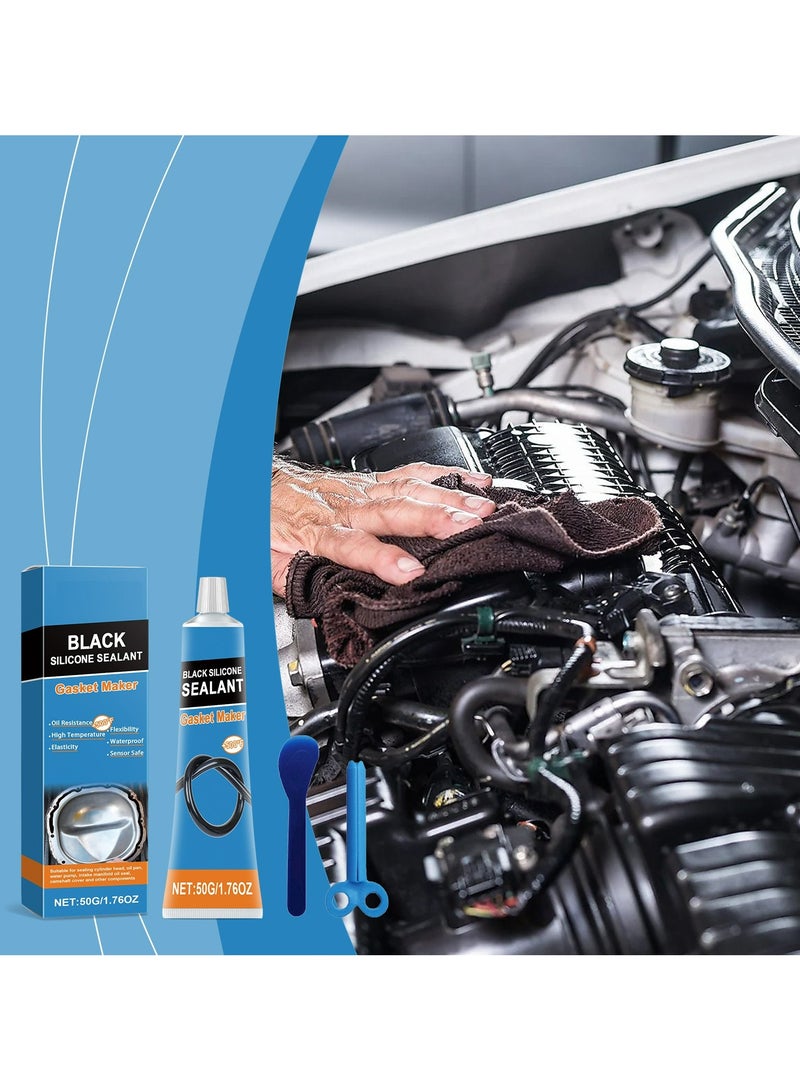 Black Silicone Sealant, RTV Silicone Gasket Maker, High Temperature, Oil Resistance, Seals Engine Parts Such as Cylinder Heads, Oil Sumps, Water Pumps (50g) - Image 2