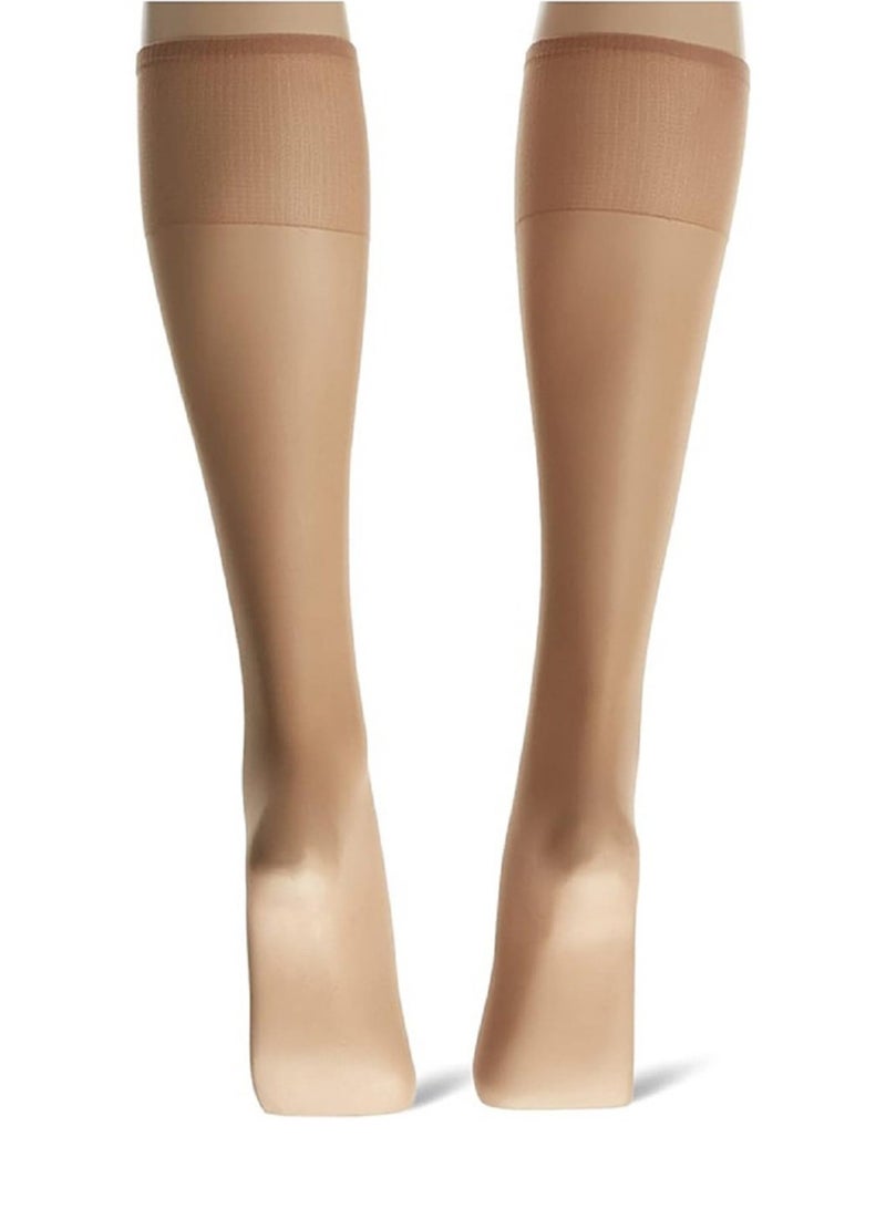 1 Pack Women's Sheer Satin Knee Length Reinforced Toe Socks (One Size)  - Image 2