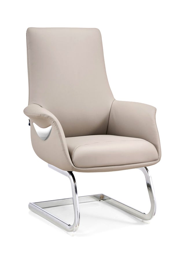 NEO FRONT FURNITURE Visitor Office Chair – Premium PU Leather Executive Guest Chair with Fixed Aluminum Base (No Wheels) for Office, Reception & Meeting Room - Image 1