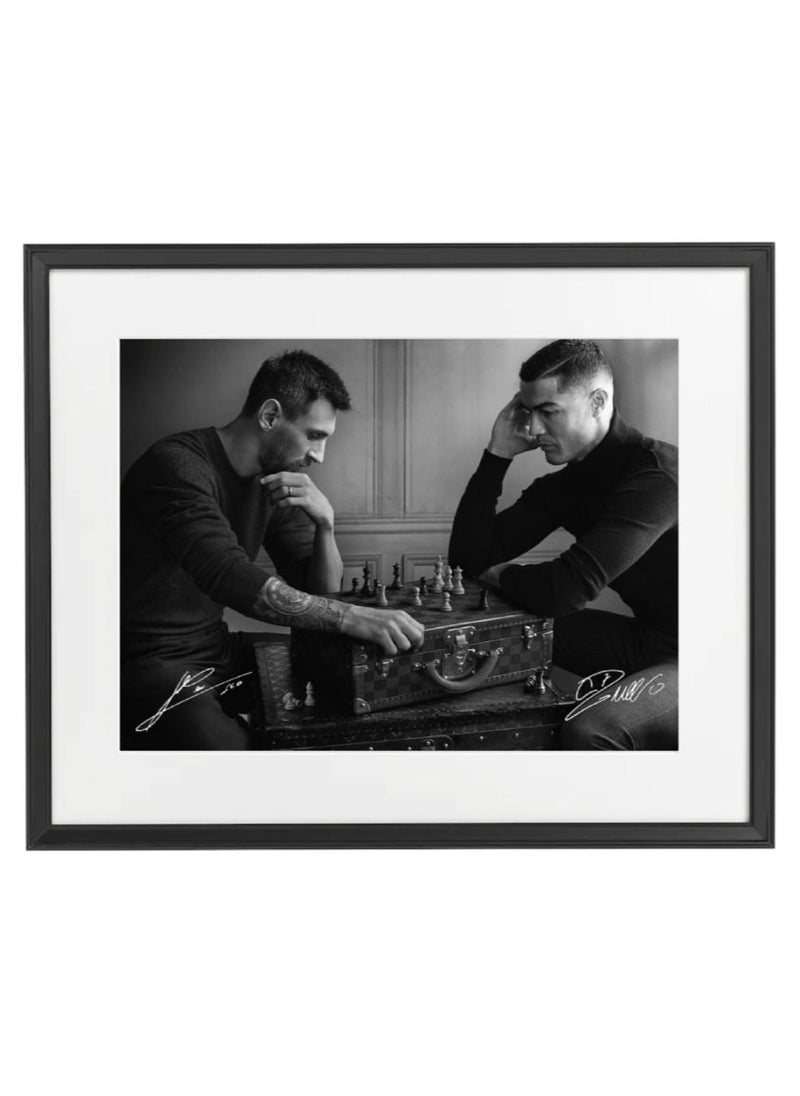 Boomah Accessories Lionel Messi and Cristiano Ronaldo Playing Chess Poster with Frame 50x40cm 
