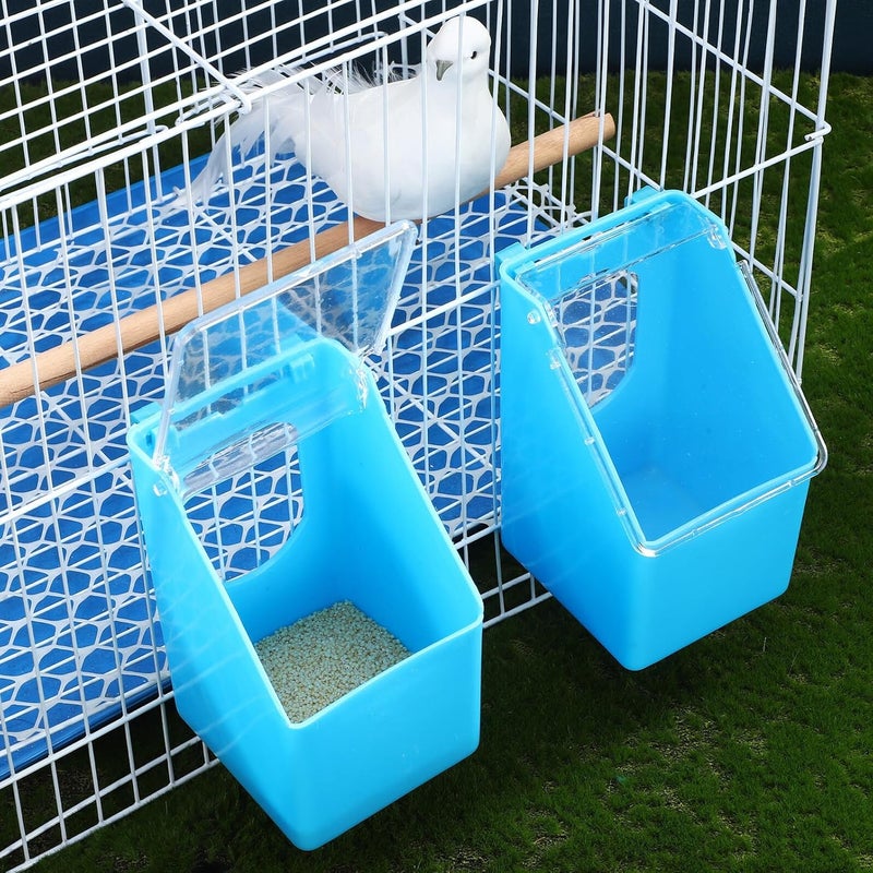 SHOWERORO 4Pcs Hanging Bird Food Feeders for Pigeon Quail Cage Plastic Food Dispenser Bowls with Cover Easy to Clean and Reusable for Parrots Cockatiel Canary Sparrow - Image 4