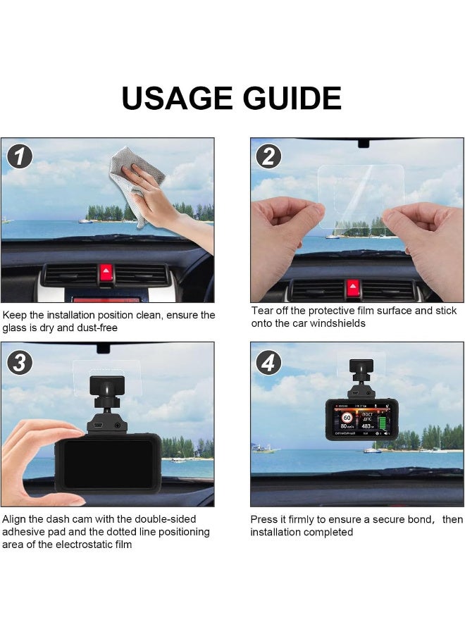 BRTM 6 Pcs Windshield Dashcam Stickers, Clear Electrostatic Stickers Shield for Windshields, Prevent Scratching Falling, Double-Sided Adhesive Pad Sticker Shield for Dash Cam Windshield Sticker for Mounting Dash Cam Car Shield Decal - Image 4