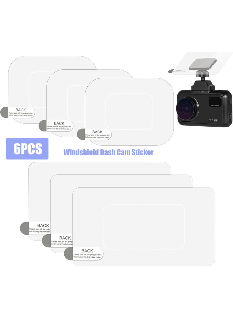 BRTM 6 Pcs Windshield Dashcam Stickers, Clear Electrostatic Stickers Shield for Windshields, Prevent Scratching Falling, Double-Sided Adhesive Pad Sticker Shield for Dash Cam Windshield Sticker for Mounting Dash Cam Car Shield Decal - Image 1