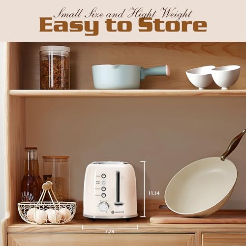 Aigostar Toaster 2 Slice, Retro Extra-Wide Slot Toasters Best Rated Prime for Toasting Bagels, Breads, Waffles & More, Cancel, Defrost & 6 Browning, Removable Crumb Tray, Stainless Steel, Cream White - Image 4