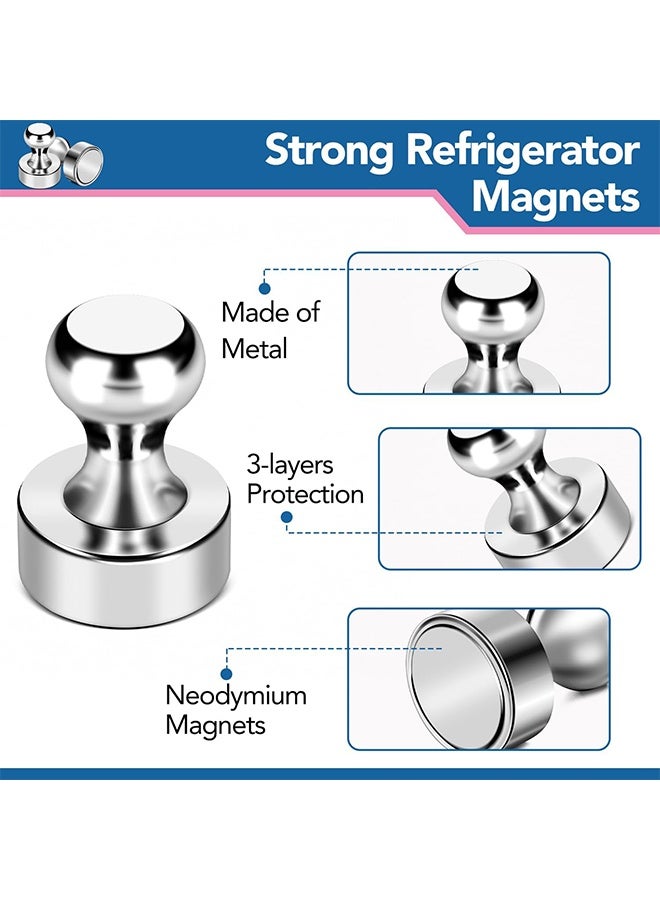 20 Pieces Fridge Magnets Refrigerator Magnets Magnetic Push Pins Push Pin Magnet for Kitchen  Office School Whiteboard Brushed Nickel - Image 4