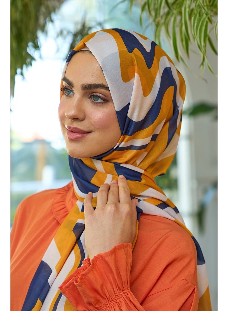 Soft Orange & Dark Blue Women Shawl – Summer Sparkle Collection 3044-15 - Image 1