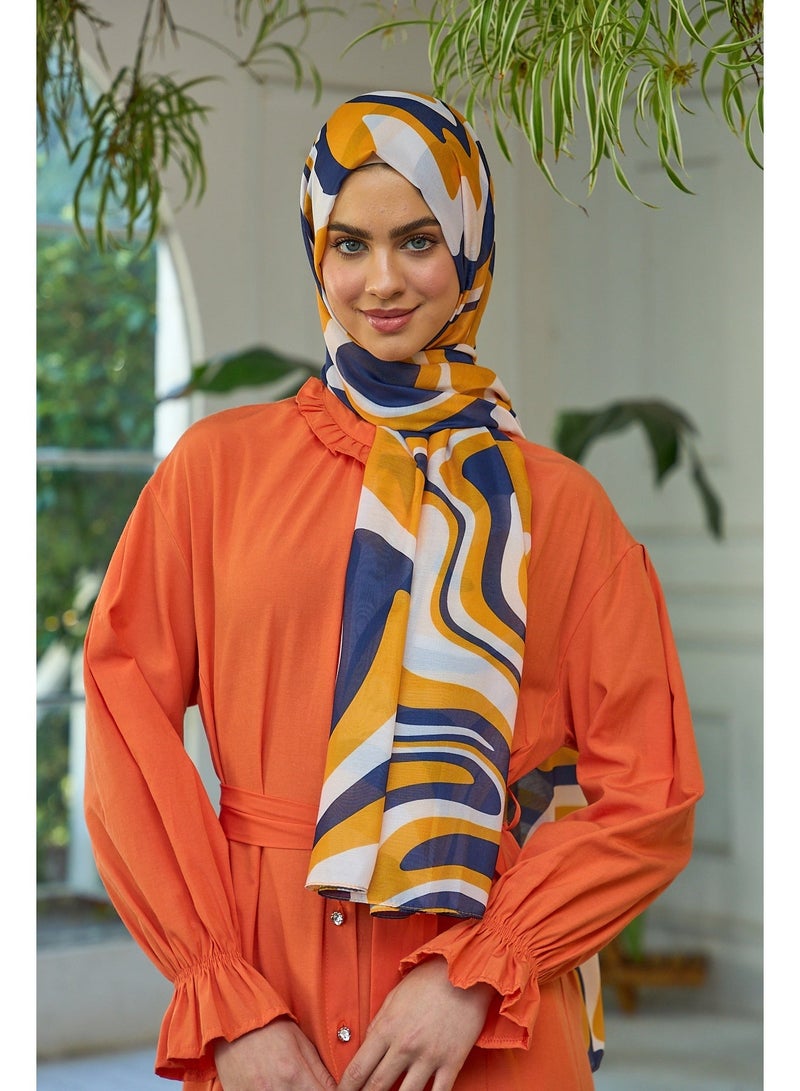 Soft Orange & Dark Blue Women Shawl – Summer Sparkle Collection 3044-15 - Image 2