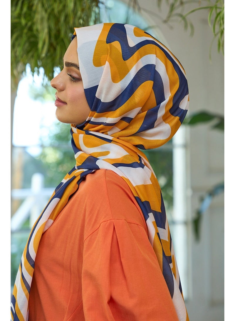 Soft Orange & Dark Blue Women Shawl – Summer Sparkle Collection 3044-15 - Image 3