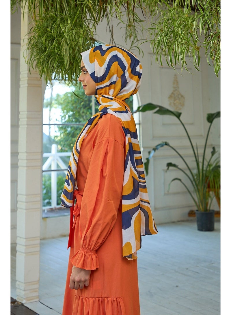 Soft Orange & Dark Blue Women Shawl – Summer Sparkle Collection 3044-15 - Image 4