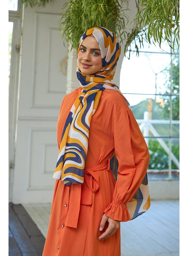 Soft Orange & Dark Blue Women Shawl – Summer Sparkle Collection 3044-15 - Image 5