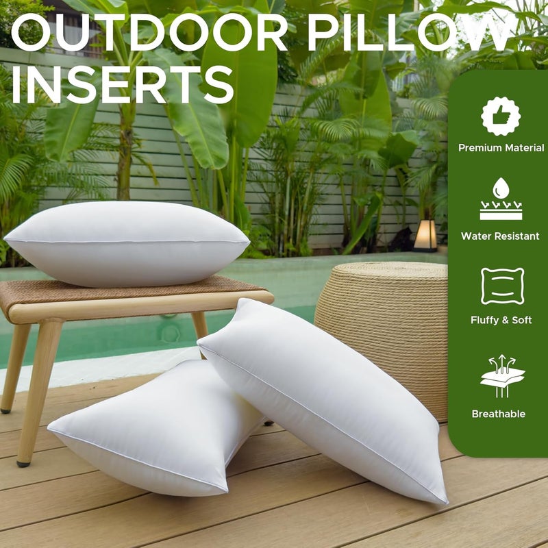 QSWRD 12 x 20 Outdoor Pillow Insert Pack of 4 patio furniture pillows Cushion Waterproof Rectangle Lumbar Throw Pillow Inserts Decorative Couch Pillow Inserts White Sofa Sham Cushion Stuffer - Image 2