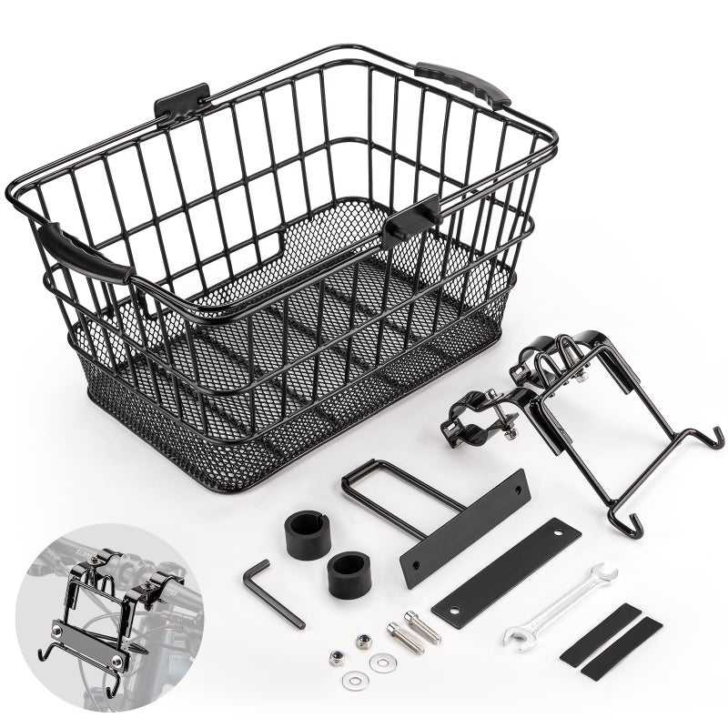 CXWXC Front Bike Basket with Handleâ€“ Detachable Bicycle Basket for Groceries, Commuting, Shopping â€“ Heavy Duty Wire Basket with Mounting Kit for Beach Cruiser City Commuter - Image 3