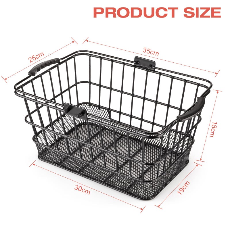 CXWXC Front Bike Basket with Handleâ€“ Detachable Bicycle Basket for Groceries, Commuting, Shopping â€“ Heavy Duty Wire Basket with Mounting Kit for Beach Cruiser City Commuter - Image 4