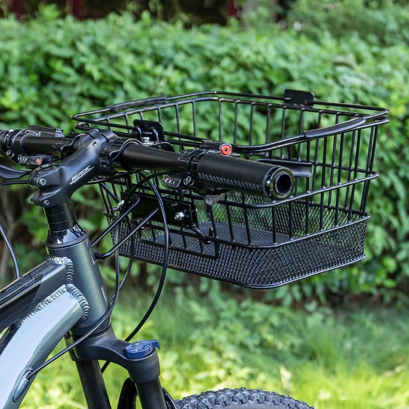CXWXC Front Bike Basket with Handleâ€“ Detachable Bicycle Basket for Groceries, Commuting, Shopping â€“ Heavy Duty Wire Basket with Mounting Kit for Beach Cruiser City Commuter - Image 5