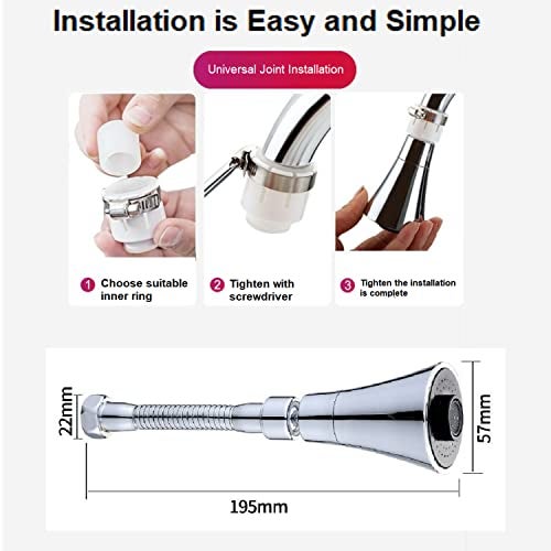 OLWICK® E 12 ABS 360 Degree Rotation Health Faucet, Double Mode Water Saving Faucet Extender, Silver, Chrome Finish, Pack Of 1 (Long) - Image 5