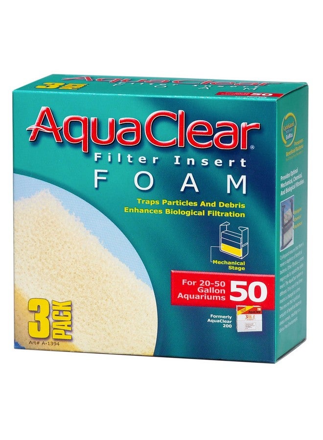 AquaClear 50 Foam Filter Inserts, Aquarium Filter Replacement Media, 3 Count (Pack of 1), A1394 - Image 1