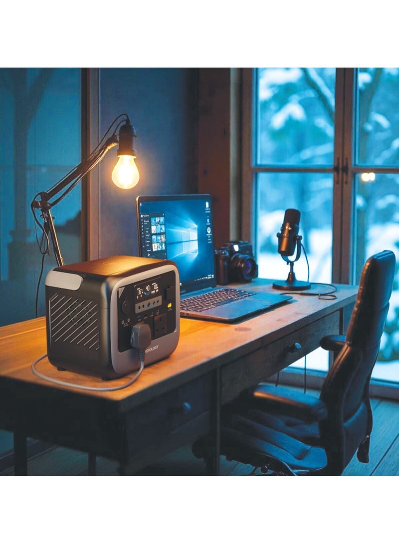 باورولوجي محطة طاقة محمولة Pater II بقدرة 700 وات / مولد طاقة بسعة بطارية 472.5 وات في الساعة / منافذ شحن متعددة / مولد طاقة للتخييم والأنشطة الخارجية PD100 وات / لوحة شحن لاسلكية بقدرة 15 وات / مدخل طاقة شمسية فعال - رمادي - Image 3