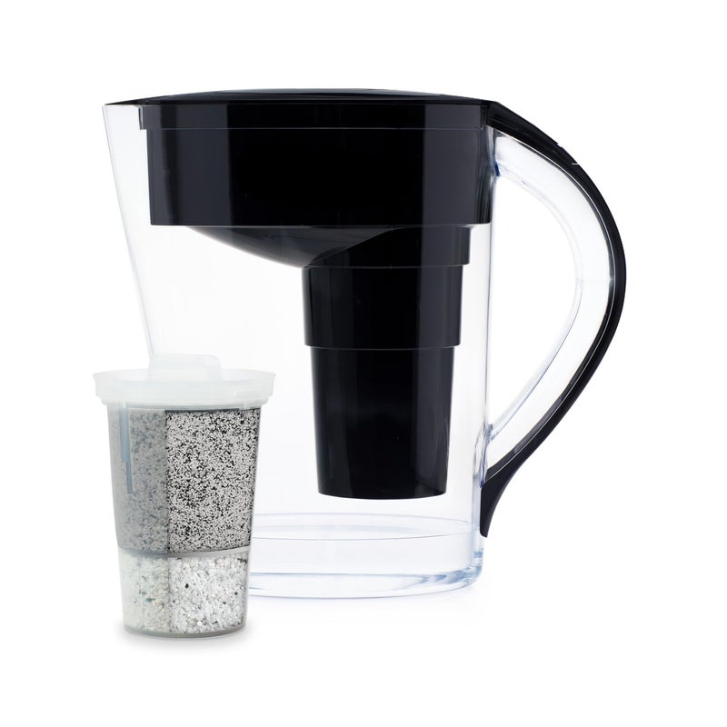 Santevia MINA Alkaline Pitcher | 9-Cup at Water Filter System That Adds Minerals and Makes Alkaline Water | Fluoride, Chlorine and Lead Water Filter | American Filtration Media