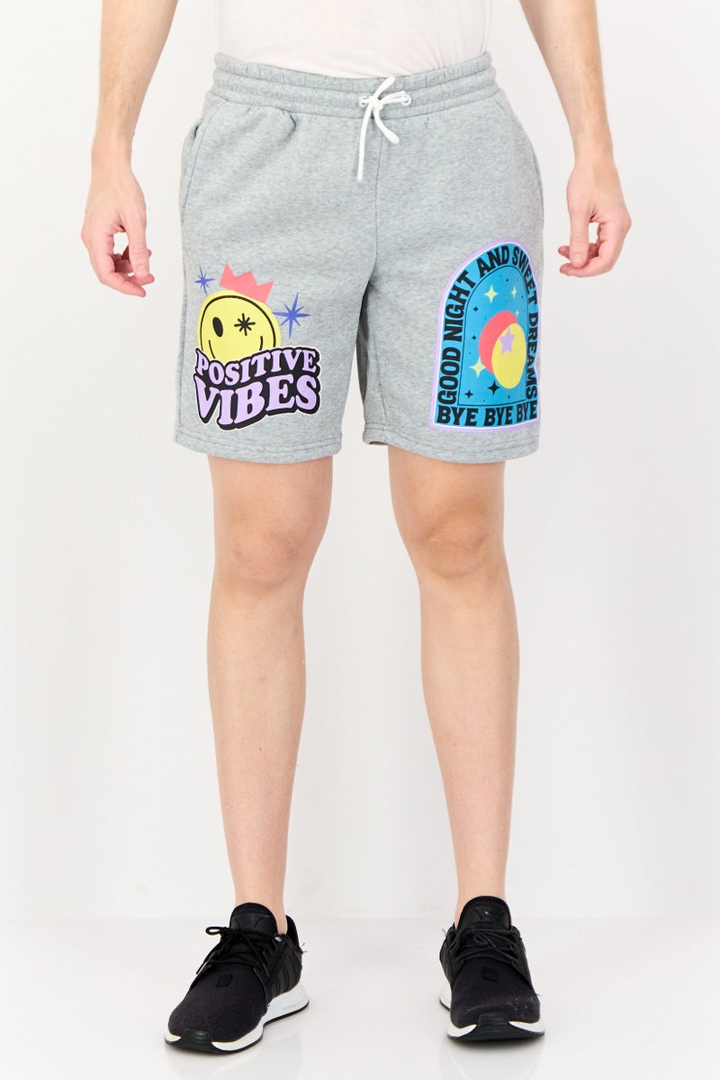 MEMBERS ONLY Men Graphic Print Basic Shorts, Grey - Image 1