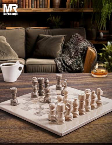 MARBLE RANGE Marble Chess Set for Adults 12" Handmade Verona & Oceanic Board Game with 32 Chess Pieces, 2 Extra Queens & Storage Box, Luxury Travel Game, Elegant Gift for Home Decor - Image 3