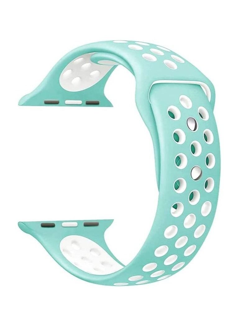 VITION - Sport Band Compatible with Apple Watch Strap Soft Silicone Replacement Wristband for iWatch Series 7/6/5/4/3/2/1/SE Nike+/Sports Edition (45mm/44mm/42mm,green white) - Image 1