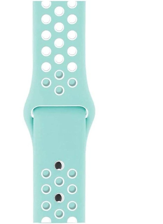 VITION - Sport Band Compatible with Apple Watch Strap Soft Silicone Replacement Wristband for iWatch Series 7/6/5/4/3/2/1/SE Nike+/Sports Edition (45mm/44mm/42mm,green white) - Image 1