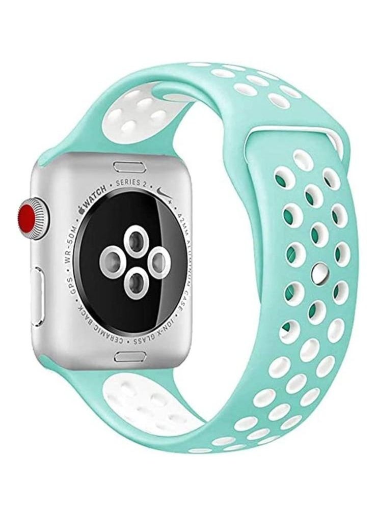 VITION - Sport Band Compatible with Apple Watch Strap Soft Silicone Replacement Wristband for iWatch Series 7/6/5/4/3/2/1/SE Nike+/Sports Edition (45mm/44mm/42mm,green white) - Image 1