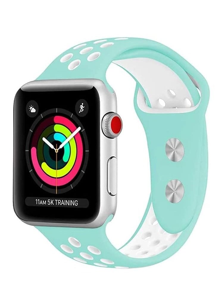 VITION - Sport Band Compatible with Apple Watch Strap Soft Silicone Replacement Wristband for iWatch Series 7/6/5/4/3/2/1/SE Nike+/Sports Edition (45mm/44mm/42mm,green white) - Image 1