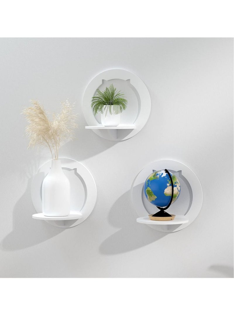 كابتن تيك Set of 3 Floating Shelves for Wall, Easy Assembly, 29x29x18 cm, White PVC Shelves, Practical and Decorative Shelf for Children's Room, Living Room, Bedroom, and More - Image 1